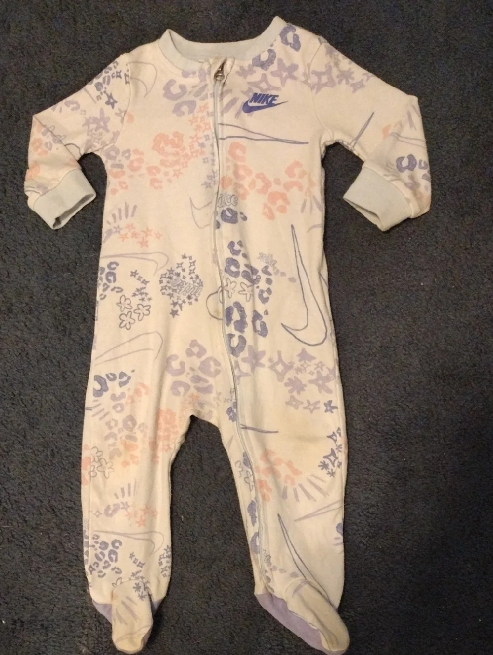 Nike Cream Footed One-Piece with Lavender and Peach Accents